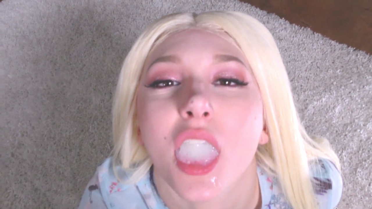 All-natural Busty Blonde Teen Skylar Vox (aka Dylann) Gargles Swallows Cum!